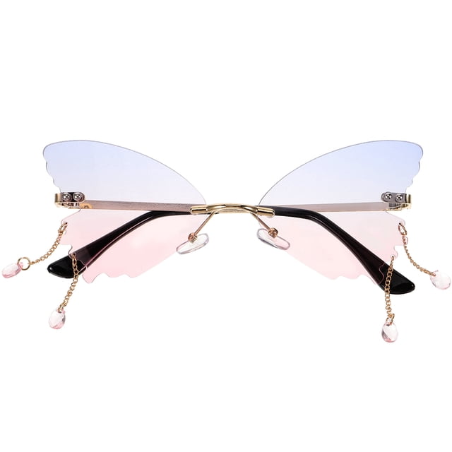 KAKOWELY 1 par de gafas de sol sin montura con forma de mariposa, modernas, para decoración de fiestas disco.