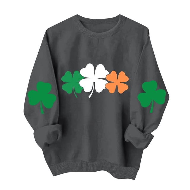 Tauxra Chandail de la Saint-Patrick pour Femmes à Manches Longues, Col Rond, Coupe Ample, Blouse Tunique Décontractée