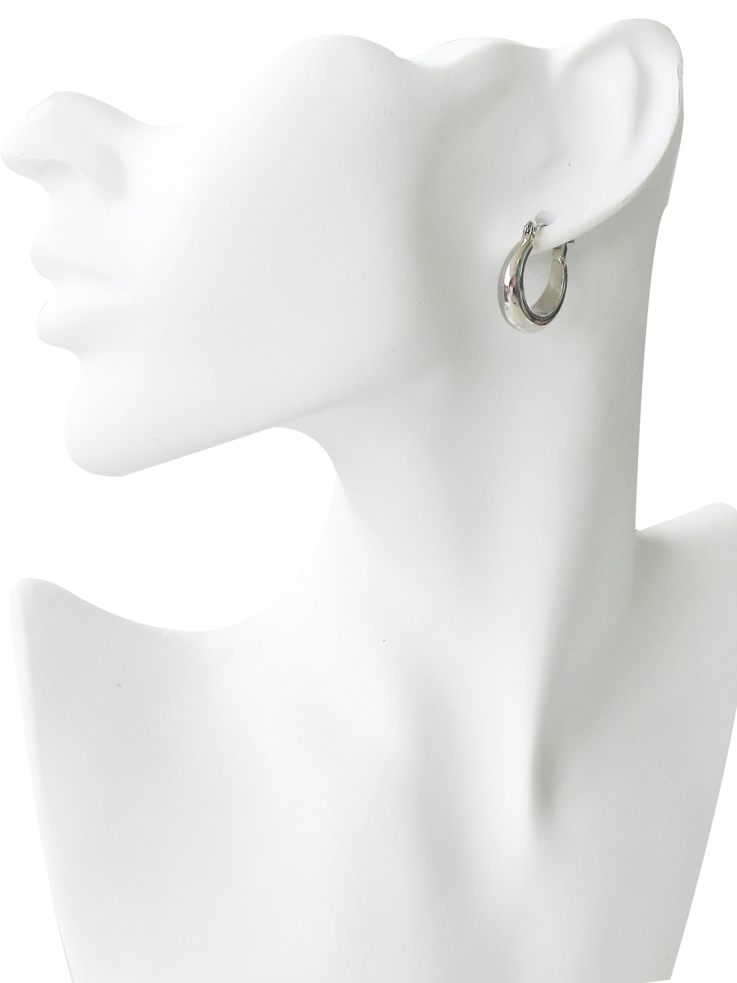 Time and Tru Women's Silver Plated Click-on Hoop Earring, 1 Pair