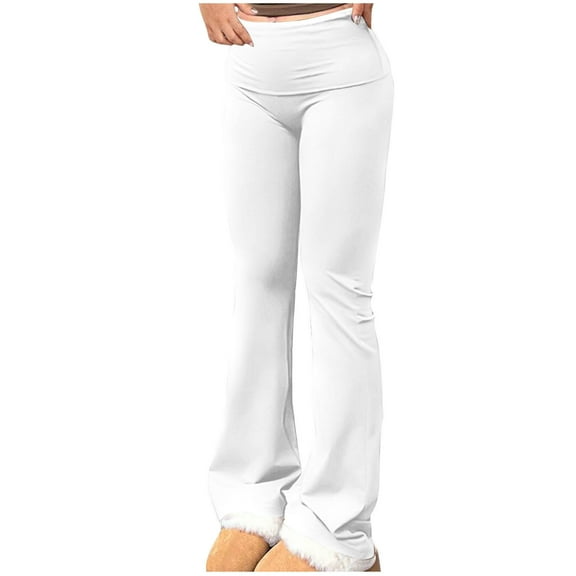 Annhoo Womens Flared Leggings High Waist Casual Stretch Bell Bottom Yoga Pants Seamless Athletic Gym Trousers