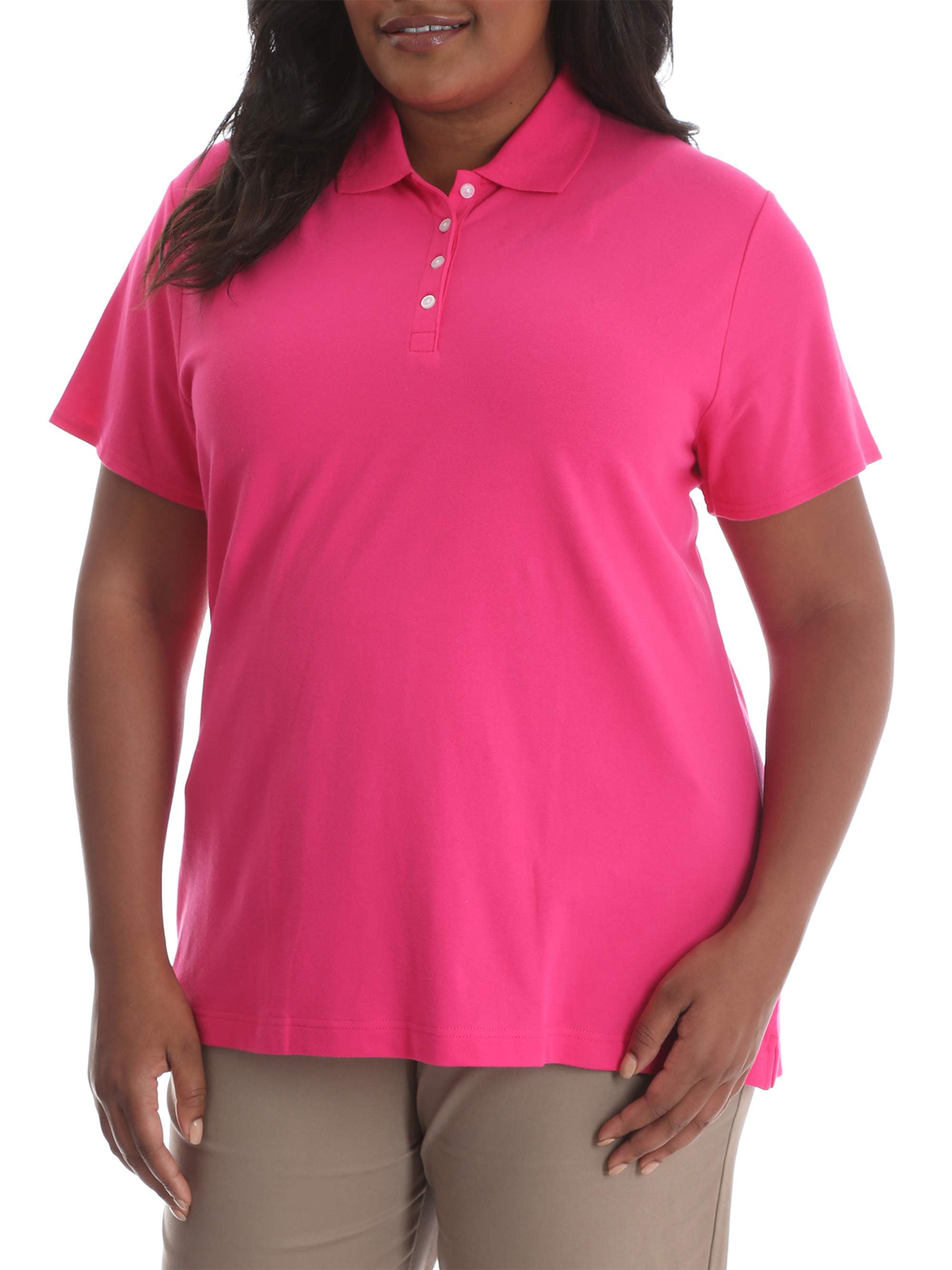 plus size pink polo shirt