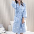 thumbnail image 1 of Puntoco Conjuntos de pijama cómodos para mujer, cárdigan de gasa de doble capa con estampado de hojas de arce y cordones, ropa de baño y ocio, 1 of 3