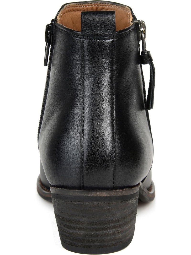 Journee Signature Womens Black Genuine Leather Charlotte Ankle Bootie Size 9 Jayne Booties | Women main image 4