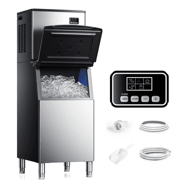 Simzlife Commercial Ice Maker Machine 400Lbs/24H, SECOP Compressor&ETL Approval, Industrial Ice Machine, 250Lbs Storage, Ice Ready in 8-15 min, Stainless Steel Ice Maker for Business