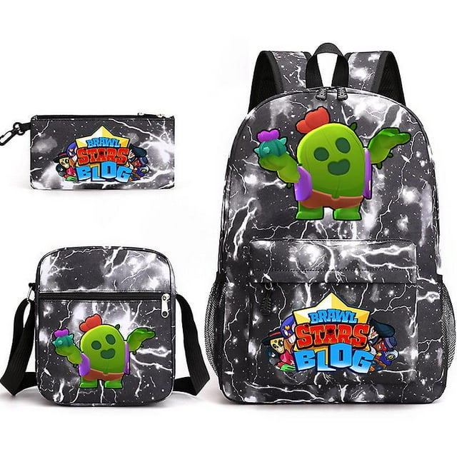 BRAWL STARS Wilderness Battle 3 Piece Backpack Set for Male and Female Students Shoulder Bag Style 14