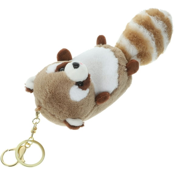 LEORX Keychain Raccoon Keyring Plush Coffee 1Pcs