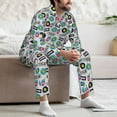 thumbnail image 7 of Picia American Musical Pattern Men’s Long-Sleeve Sleepwear Set - Soft 2-Piece Loungewear with Pockets, Comfy PJs for Relaxing Nights-Medium, 7 of 7