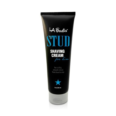 LA BODIES STUD Men s Shaving Cream with Aloe Vera  Coconut Oil  and Natural Ingredients  Non-Irritating Shaving Cream for Men – Skin Feeling Clean  Smooth  and Soft  8 oz (236 mL) – Made in USA