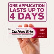 Cushion Grip Thermoplastic Denture Adhesive, 1 oz - Secure Loose-Fitting Upper and Lower Dentures and Partials | Non-Glue Adhesive, Acts Like a Soft Reliner (Pack of 10)