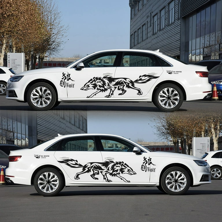 In-Style Decals Vehicle Auto Car Décor Vinyl Decal Art Sticker Walking Wolf  Animal Tribal Flames Removable Stylish Design for Hood 1240