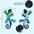 thumbnail image 5 of HONGLAND Metal Gecko Wall Art - 15 inch Lizard Outdoor Decor for Fence - Dynamic Garden Sculpture - Set of 2 in Green, 5 of 8