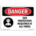 thumbnail image 1 of SignMission OS-DS-A-1218-L-1189 12 x 18 in. OSHA Danger Sign - Ear Protection Required At All Times, 1 of 1