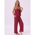 thumbnail image 3 of DARING DIVA Women's Cami Tank Top and Pants Pleated Pajama Sets with Pockets L Red, 3 of 6