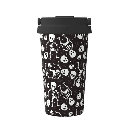 

Matuu Skeleton for Insulated Coffee Mug Reusable Travel Coffee Cup Spill Proof 16oz Stainless Steel Coffee Cups for Hot/Ice Coffee Tea