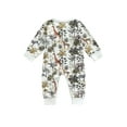 thumbnail image 3 of Qiylii Baby Boy’s Forest Animals Printing Romper Button Long Sleeve Jumpsuit, 3 of 6