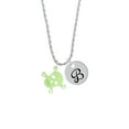 thumbnail image 2 of Delight Jewelry Acrylic Small Lime Green Skull Silvertone Script Initial Disc - B - Charm Necklace, 20"+3", 2 of 4