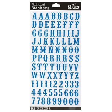 Sticko Alphabet & Number Stickers - Varsity Style, Small Black Letters & Numbers, 216 Stickers On 2 Sheets