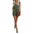 thumbnail image 5 of Women Solid Color Rompers Deep V-Neck Sleeveless Summer Short Jumpsuits, 5 of 9