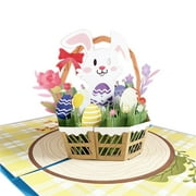 Sardfxul 3D Pop-Up Bunny Flower Basket Easter Cute Animal Greeting Cards for Happy Birthday Kids Baby Shower with Envelope