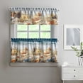 thumbnail image 2 of Beach Theme 3 PCS Kitchen Curtains - Starfish & Seashells Print, Light Filtering Rod Pocket Valance and Tier Panels, Nautical Window Treatments for Bathroom or Laundry Room, 2 of 6