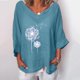 thumbnail image 1 of Pntutb Lady Mujer Dama Cuello en V Manga corta Impreso tops Camiseta Blusa Túnicas Pntutb Pntutb-4352, 1 of 2