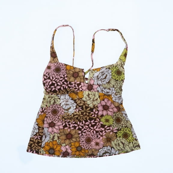 Salt & Cove Women's V-Wire Tankini Swim Floral Brown S New