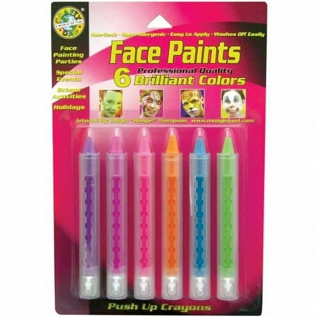 Dab'N Stic Push Up Face Paint, 6 Count, Brilliant