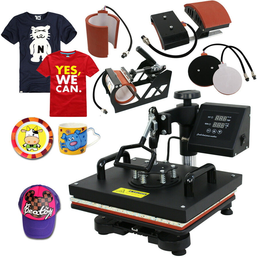 5 in 1 Combo Heat Press Machine Digital 12x15in" for T-shirt Mugs Plate Hats Cup 