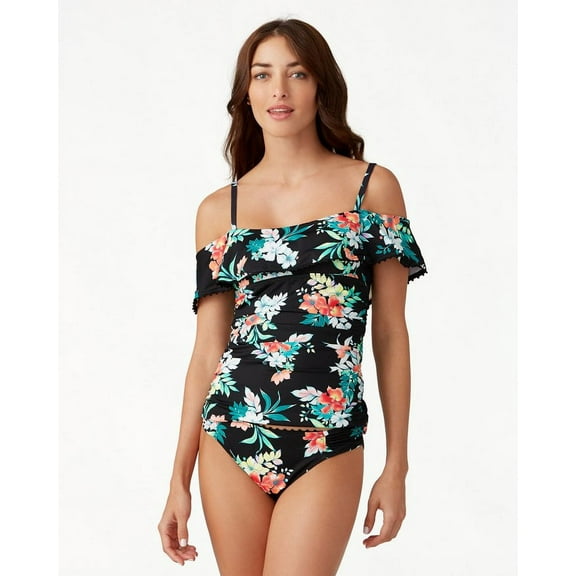 Tommy Bahama Floral Springs Off-The-Shoulder Flounce Tankini, Multi, S
