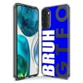 thumbnail image 3 of MUNDAZE Motorola Moto G Stylus 5G 2022 Shockproof Clear Hybrid Protective Phone Case Blue Clear Funny Text Quote Bruh GTFO Cover, 3 of 5