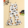 thumbnail image 3 of Gureui Halloween Kids Baby Girls Jumpsuit, Children Sleeveless Spaghetti Straps High Waist One Piece Flared Hem Bodysuit, 3 of 9