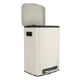 thumbnail image 2 of 13 Gallon 50L Stainless Steel Kitchen Trash Can Rectangular Foot Pedal & Soft-Close Lid White, 2 of 12