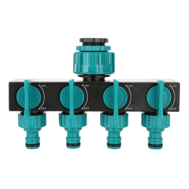Inteprter Divisores de agua de 4 vías Conector de riego de jardín Accesorios Válvulas Reparación de grifo Distribuidor Invernadero Plantas en Jardín y Patio