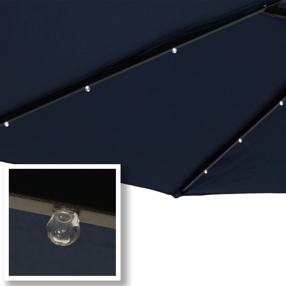 Sunnydaze Solar Outdoor Patio Umbrella With Led Lights Tilt Crank Aluminum 9 Foot Navy Blue Walmart Com Walmart Com