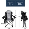 thumbnail image 2 of Coastrail Outdoor Camping Chair Oversized Padded Folding Quad Arm Chairs with Lumbar Back Support, Cooler Bag, Cup Holder & Side Pocket, Extra Head Pocket, Supports 400 lbs,Black, 2 of 7