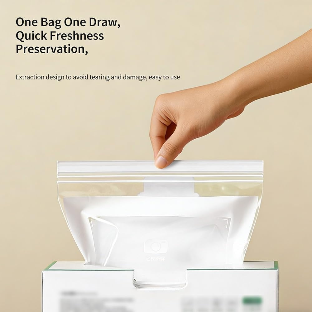 Food Grade Fresh-Keeping Bags, Reusable Slider Freezer Long Sealed Bag, Fridge Covers for Vegetables and Meat Bags, Plastic Produce Bag, Food Storage Bages for Fruit Vegetable Kitchen