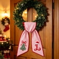 thumbnail image 4 of Christmas Wreath Sash Bow Red White Striped Fabric with Embroidery Letter for Front Door Decor, 4 of 7