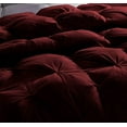 thumbnail image 4 of D.N.G. BEDDINGS Luxurious 3 Piece Pom Pom Pinch Pleated Comforter Set, 800 Thread Count, 100% Egyptian Cotton, White Vintage Pom-Pom Fringe (King/California King Size Solid Wine Color), 4 of 5