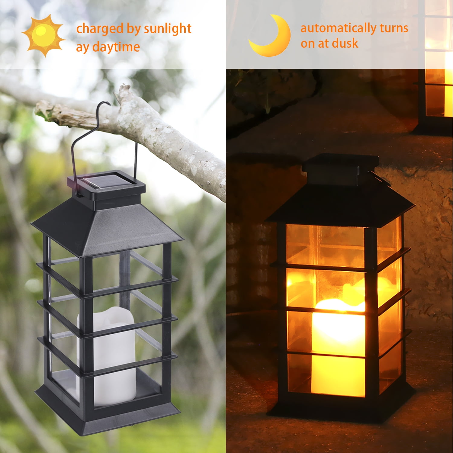Tomshine Vintage Style Solar Powered Lantern Lights Flickering Fire Candle LED Lamp Outdoor Hanging Decorative Lighting for Garden Patio Courtyard Tomshine Vintage Style Solar Powered Lantern Lights Flickering Fire Candle LED Lamp Outdoor Hanging Decorative Lighting for Garden Patio Courtyard