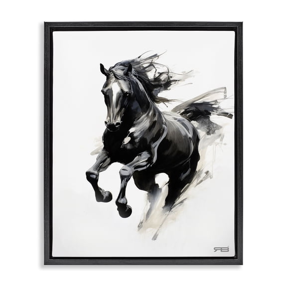 Stupell Industries Modern Southwestern Jumping Horse Black Floating Frame Canvas Art, 17 x 21, by RB