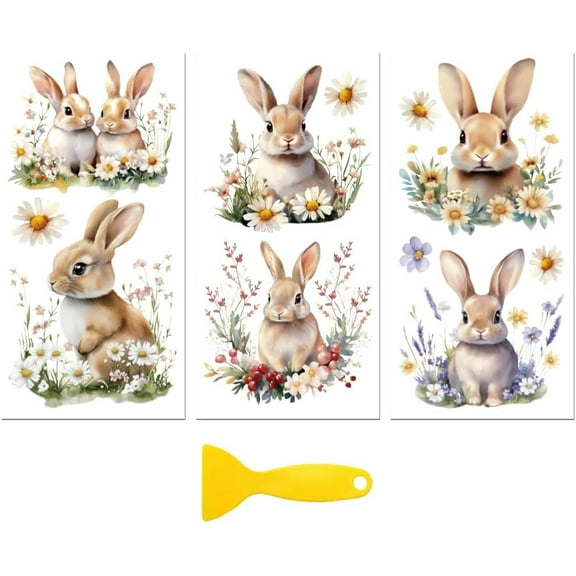 Rub on Transfer Decal Sticker for Furniture Craft Decor 6"x12" Easter Eggs 3Pcs Waterproof UV DTF Transfer for Drawer Dresser Glass Porcelain Wood Plastic Window