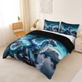 thumbnail image 3 of Metsweet Ice Dragon Bedding, Gradient Blue Crystal Animal Duvet Cover Full,Black Reversible,3pcs,1 Duvet Cover and 2 Pillowcases, 3 of 6