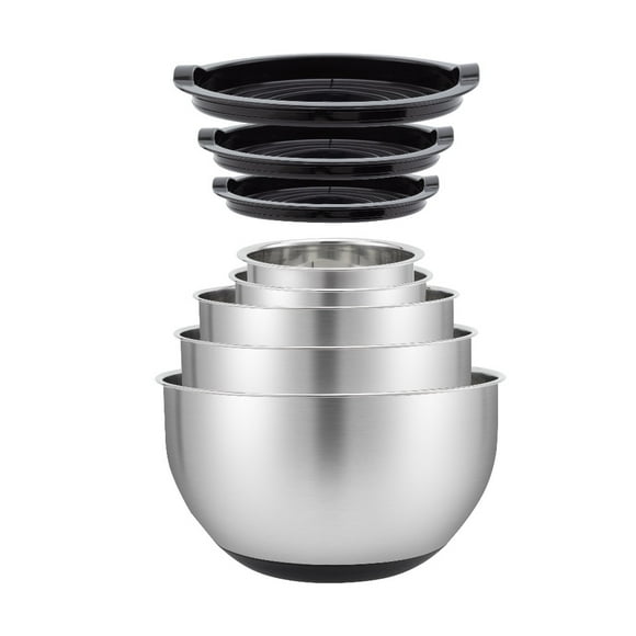 Juego de 5 Bowls con Tapa Hermética Acero Inoxidable Fraciel