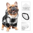 thumbnail image 3 of Goofa White And Black Plaid Pattern Small Dog Sweater Hoodies Pet Grey Hooded Soft Fleece Sweatshirts with Pocket Fall Winter Puppy Cat Sweaters Warm Clothes-XX-Large, 3 of 8