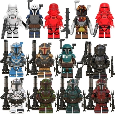 13 Pcs Star Wars Minifigures Building Blocks Sets, Collectible 1.77 Inchs Mandalorian Star Wars Action Figures Building Kits Cake Decorations for Kids and Fans Gifts, Christmas Gift