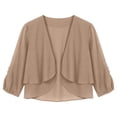 thumbnail image 5 of MDUKONU Womens Cropped Cardigans Soft Chiffon 3/4 Sleeve Open Front Short Shrugs Khaki One Size, 5 of 5