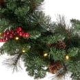thumbnail image 6 of 24 Inch Pre-Lit Artificial Christmas Wreath, Green, Crestwood Spruce, White Lights, Decorated with Pine Cones, Berry Clusters, Frosted Branches, Christmas Collection, 6 of 10