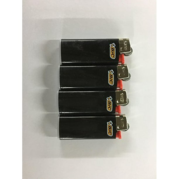 Lot of 4 Bic Mini Ebony Jet Black Lighters