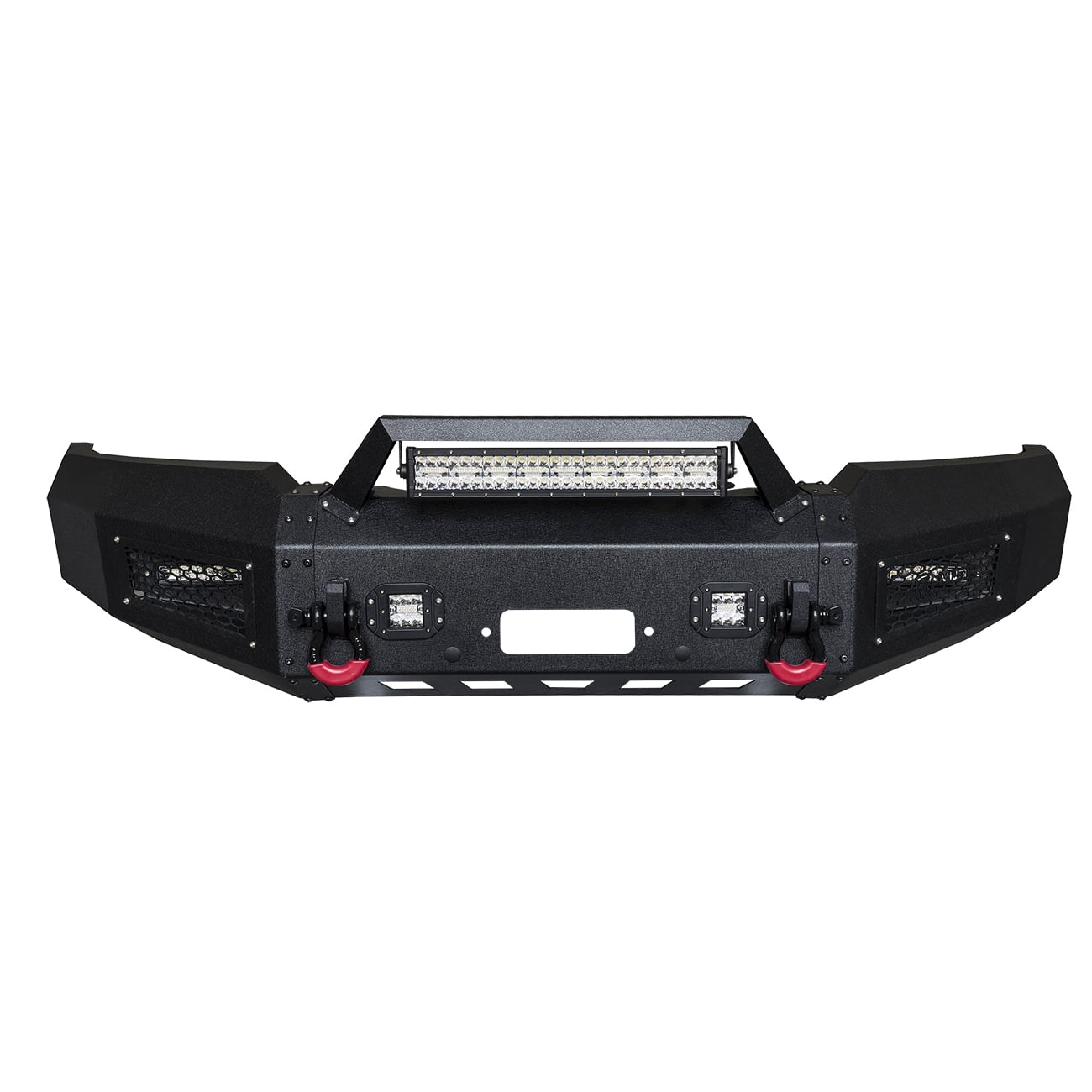 Vijay Compatible with 1997-1998-1999-2000-2001-2002-2003 Ford F150 Front and Rear Bumper Textured Black Steel with Light and D-ring