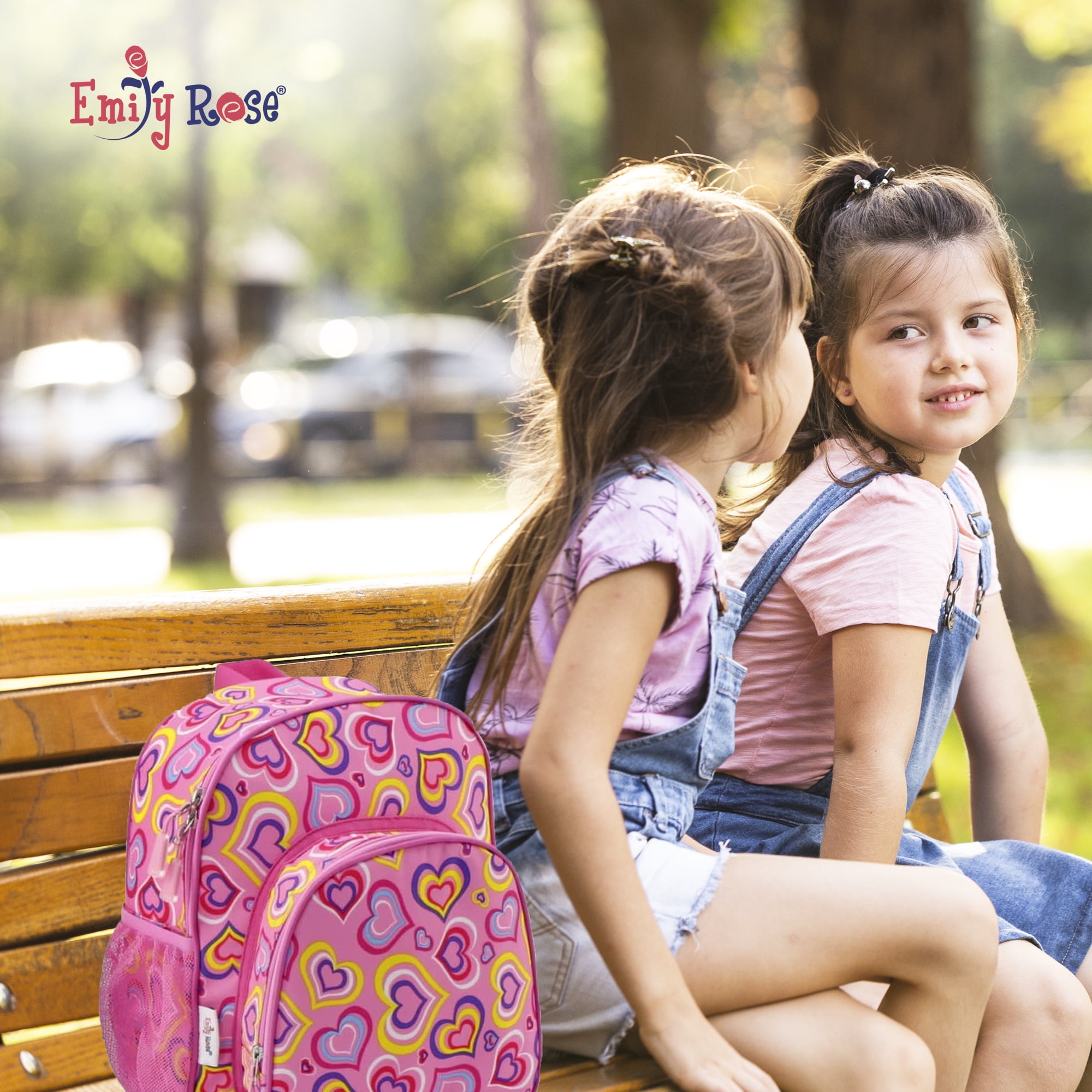 Emily Rose Playful Hearts Girls Heart 3-Piece Reusable Lunch Box, Backpack, and Water Bottle Set